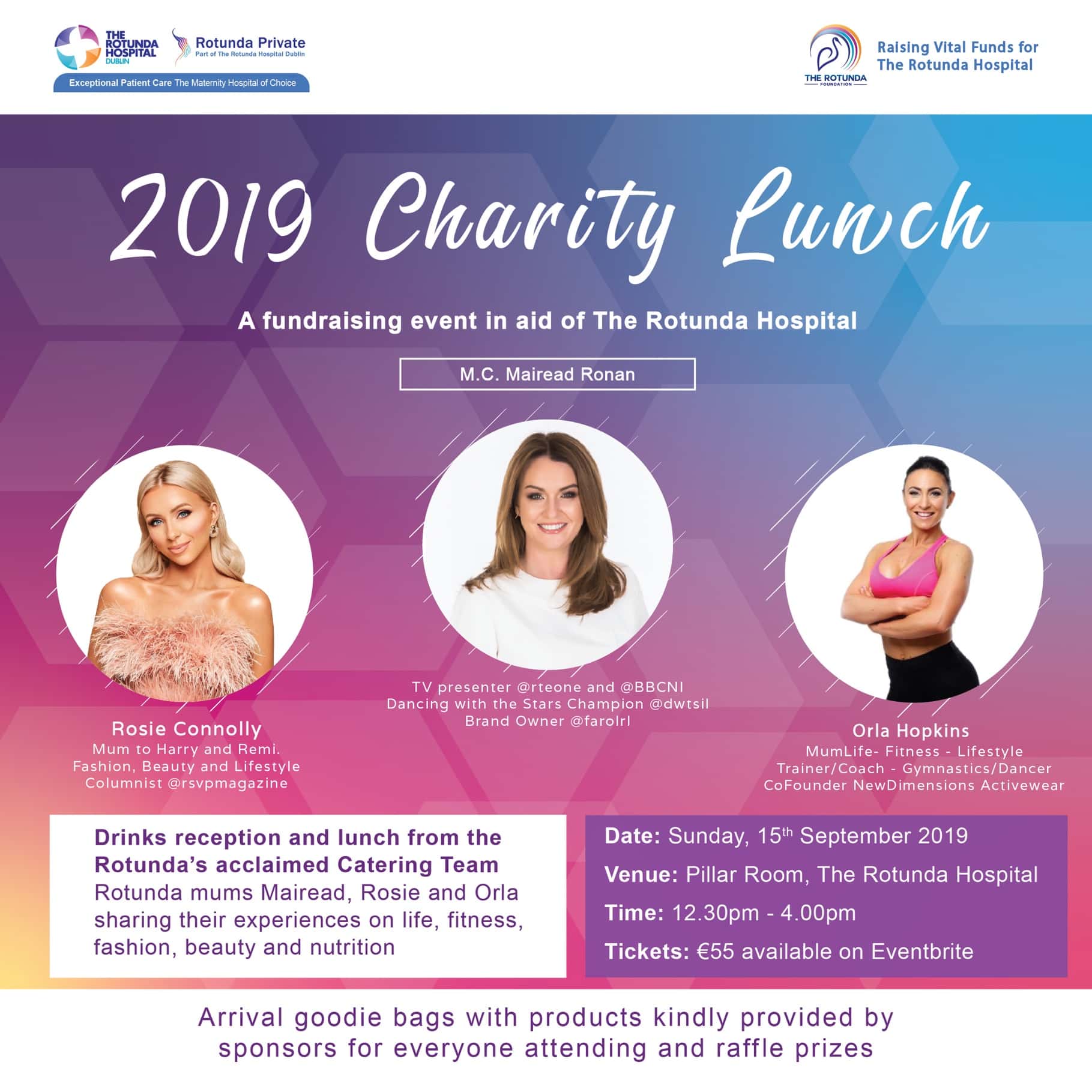 Join us in The Pillar Room for our 2019 Charity Lunch